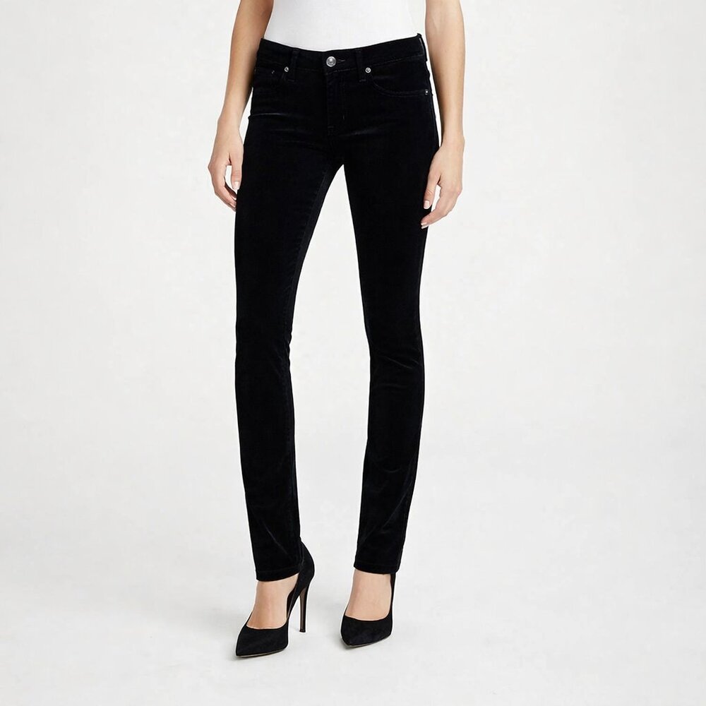 AG Adriano Goldschmied The Legging Super Skinny Velvet Pants Black Size 27R